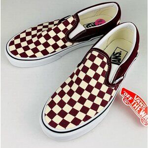Vans Mens Classic Slip-On Shoes Multicolor Canvas Red Checkered Sneakers 5.5 New